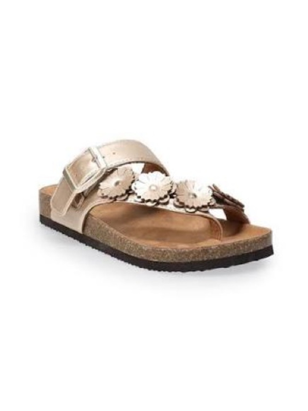 Sonoma Metallic Beige Floral Toe-Post Sandal